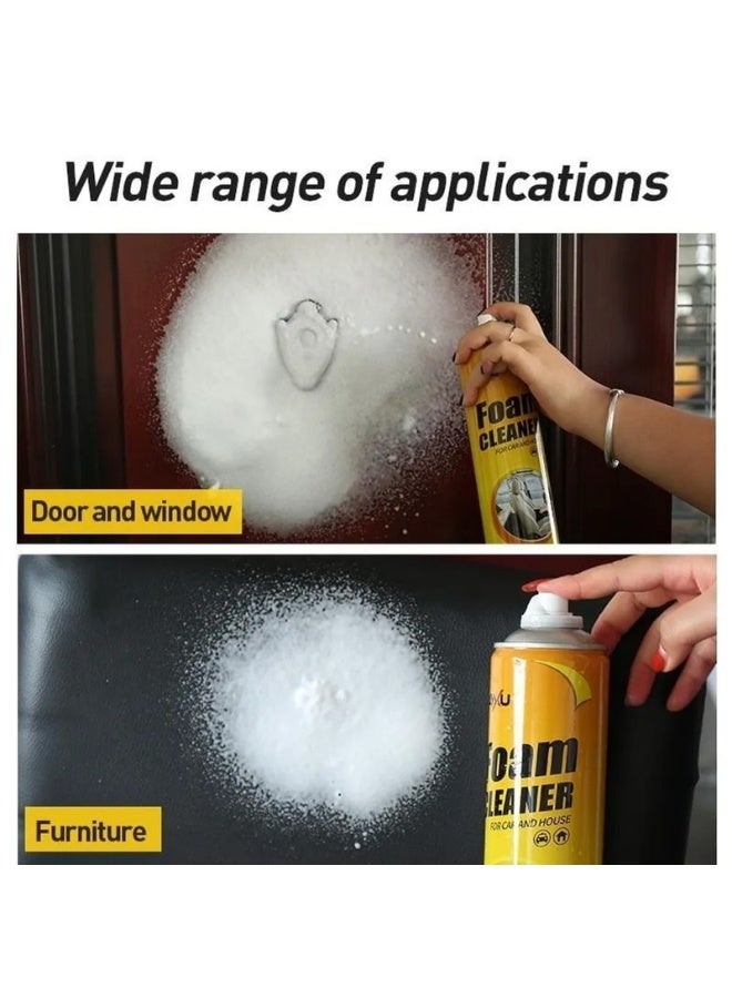 بخاخ رغوي متعدد الاستخدامات 650 مل لتنظيف السيارة والمنزل برائحة الليمون – مع فرشاة مدمجة في الغطاء لسهولة التنظيف، منظف فعال للأقمشة، الأرضيات، السجاد، الستائر، الأسطح المطلية، البلاط، الأجهزة المنزلية، والمعادن - Image 2